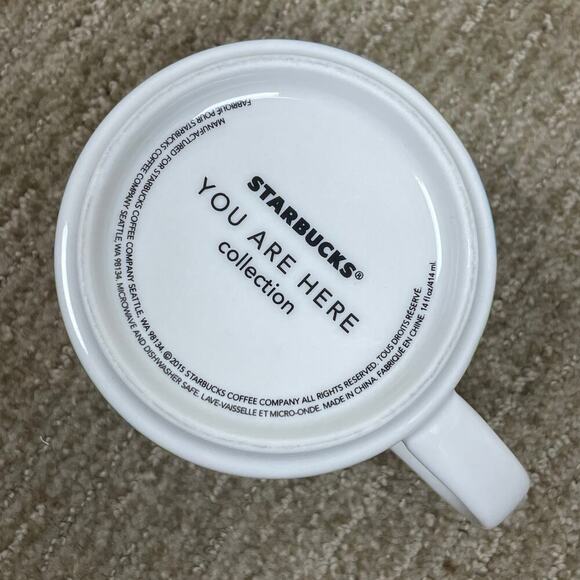 Starbucks Seattle 14 oz "You Are Here" Mug Blue Interior Pre-Owned No Chips - Picture 6 of 6